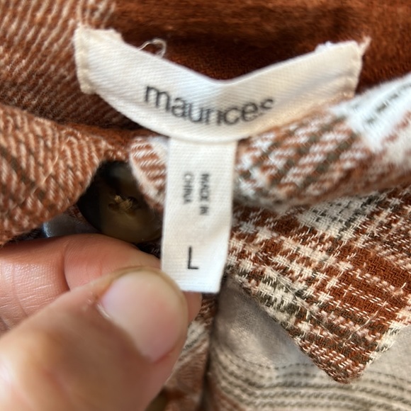 Maurice’s Brown Cabin Plaid Boyfriend Button Down Shirt - Picture 4 of 5